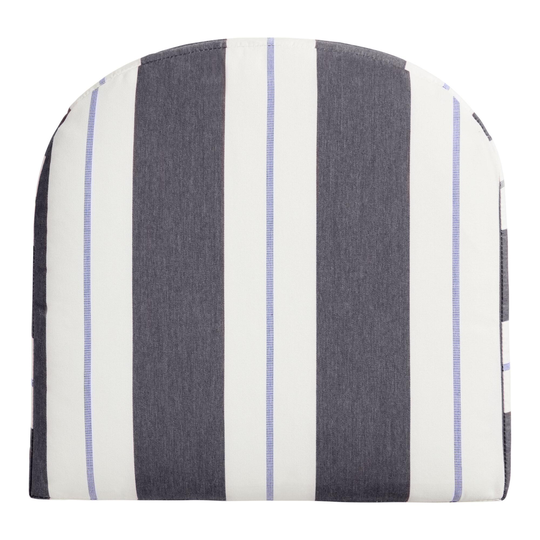 Sunbrella Navy Stripe Gusseted Outdoor Patio Chair Cushion: Blue/Multi - Acrylic by World Market