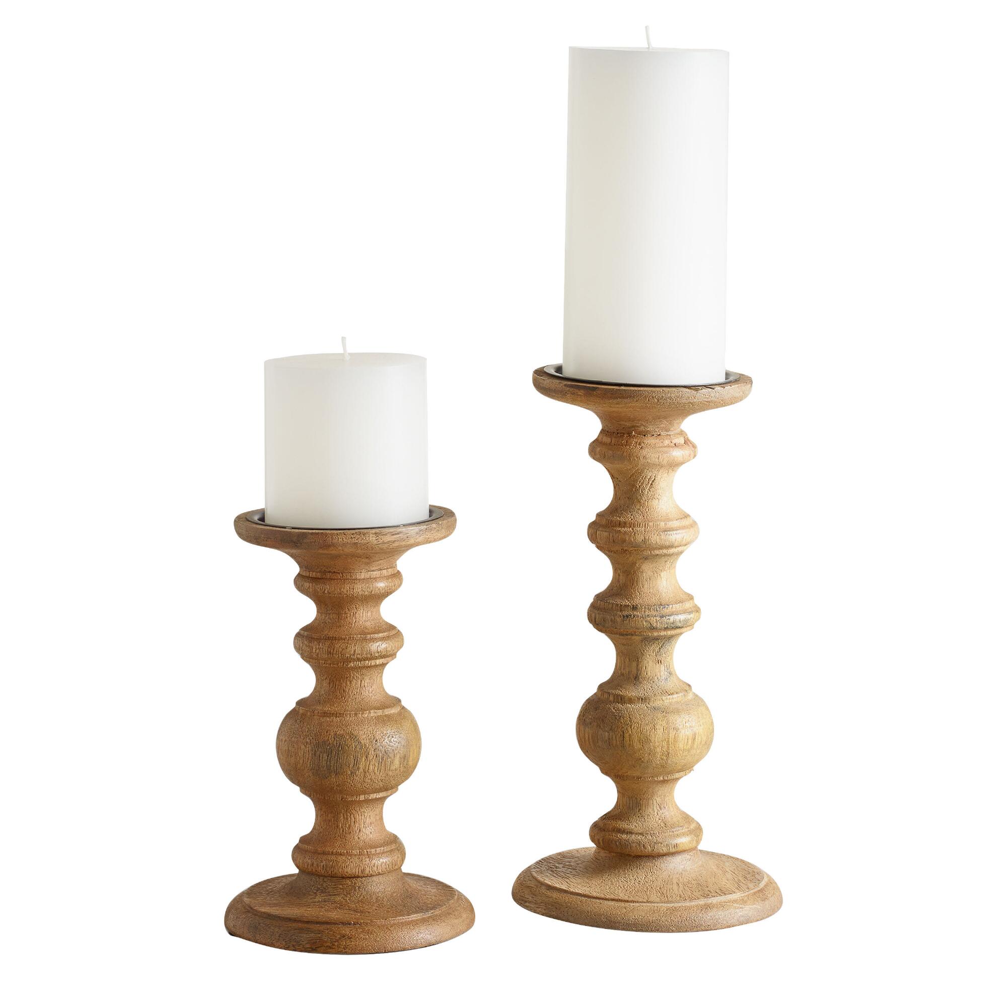 Natural Wood Pillar Candle Holder: Brown/Natural by World Market