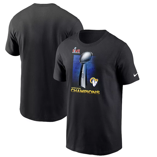 Men's Nike Black Los Angeles Rams Super Bowl LVI Champions Lombardi Trophy T-Shirt, Size: Small