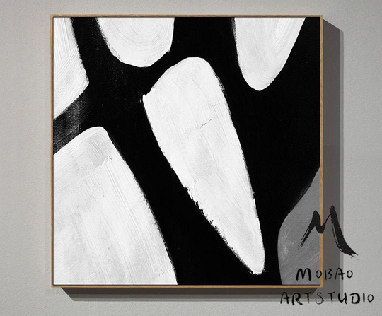 White Minimalist Painting Abstract Painting, Minimalist Painting, Black Painting, White