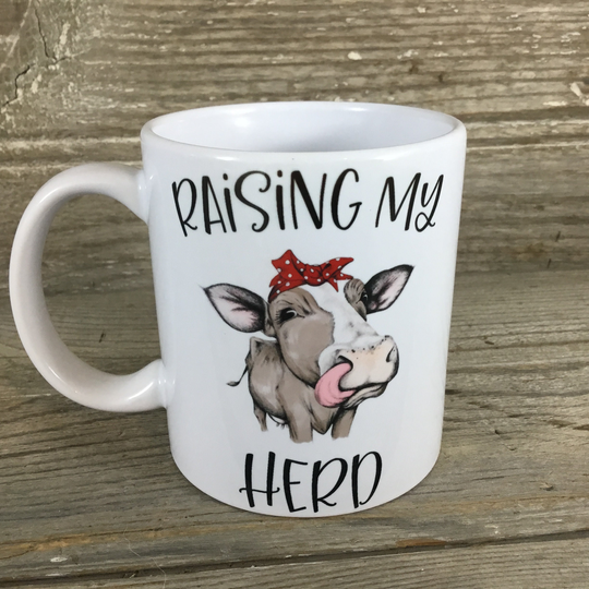 Raising My Herd Cow Coffee Mug, With Bandana