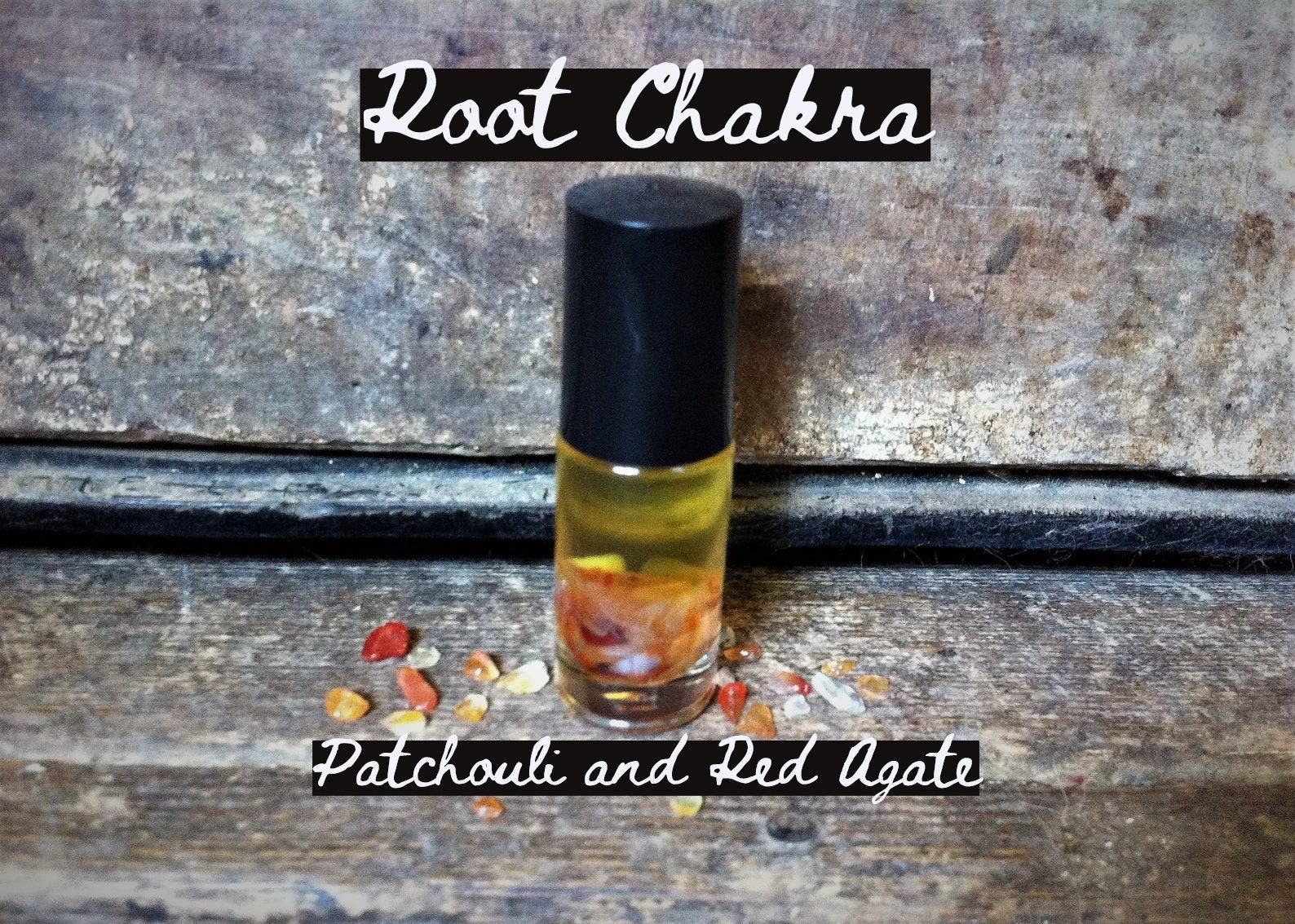 Root Chakra Balancing Roller Blend/Patchouli Essential Oil Infused With Red Agate Gemstone Chips