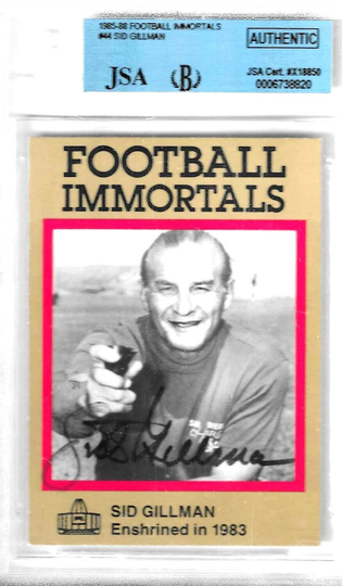 Sid Gillman, Signed 1985-88 Football Immortals Card #44, Jsa Certified
