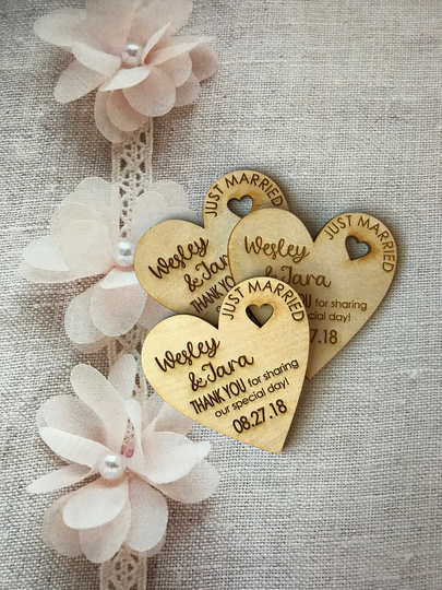 100 Heart Thank You Wedding Favors, 3" Favor Magnet, Bride, Groom, Gift, Save The Date