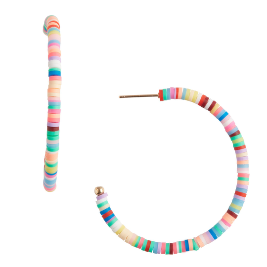 Large Rainbow Beaded Hoop Earrings: Multi by World Market