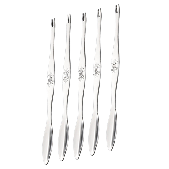 5Pcs Set Convenient Seafood Tools Spoon Easy Use Stainless Steel Long Handle 2 in 1 Crab Fork Pick for Daily Use - silver