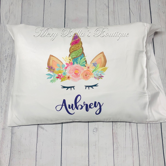 Personalized Unicorn Pillowcases, Custom Pillow, Travel Pillow, Name Pillow, Birthday Gift, Sleepover Favor Gift, Girl Room Decor, Monogram, Girl