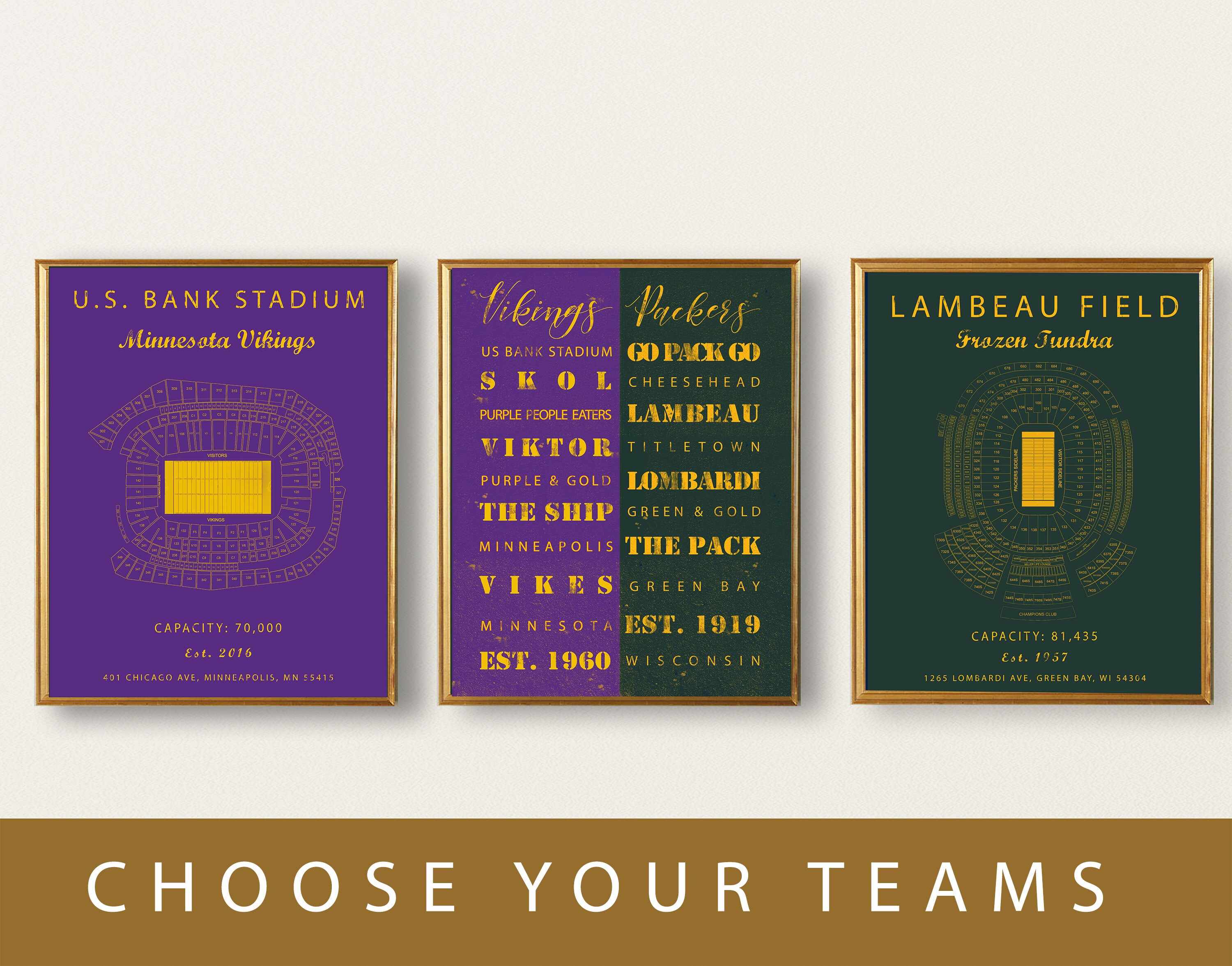 House Divided Sign, Green Bay Packers, Minnesota Vikings Set Of 3 Prints, Us Bank Stadium Seating Chart, Typography, Lambeau Field