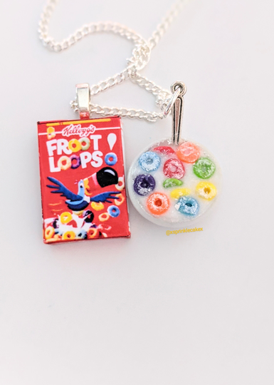 Fruity Bowl Of Cereal Necklace, Miniature Food Jewelry, Inedible Breakfast Charm, Gift For Foodies