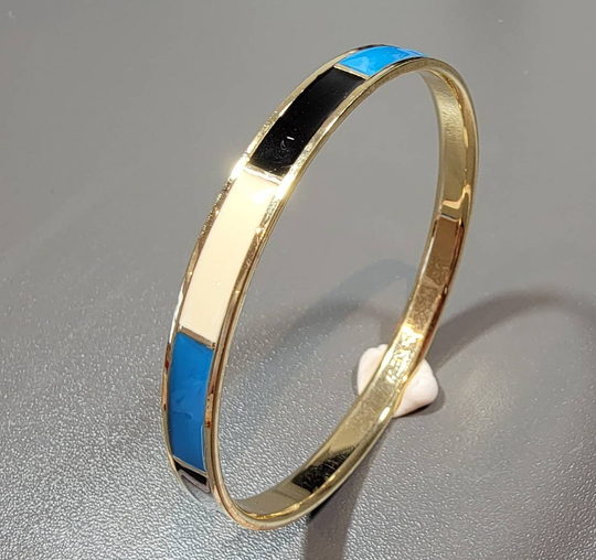 Bangle Bracelet Blue Enamel Gold Plated J. Crew Vintage