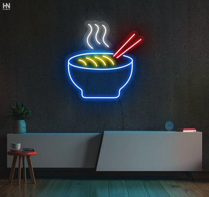 Ramen - Led Neon Sign, Soup Sign For Cafe, Bedroom Wall Decor, Home Neon