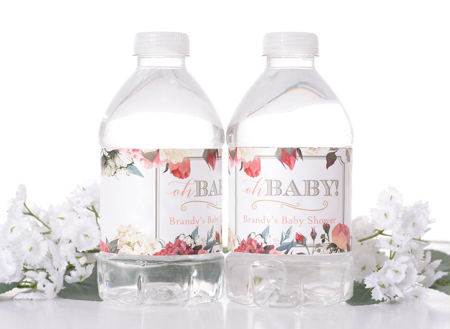 Baby Shower Water Bottle Labels - Waterproof Label For Floral Garden Product #bsiw-65