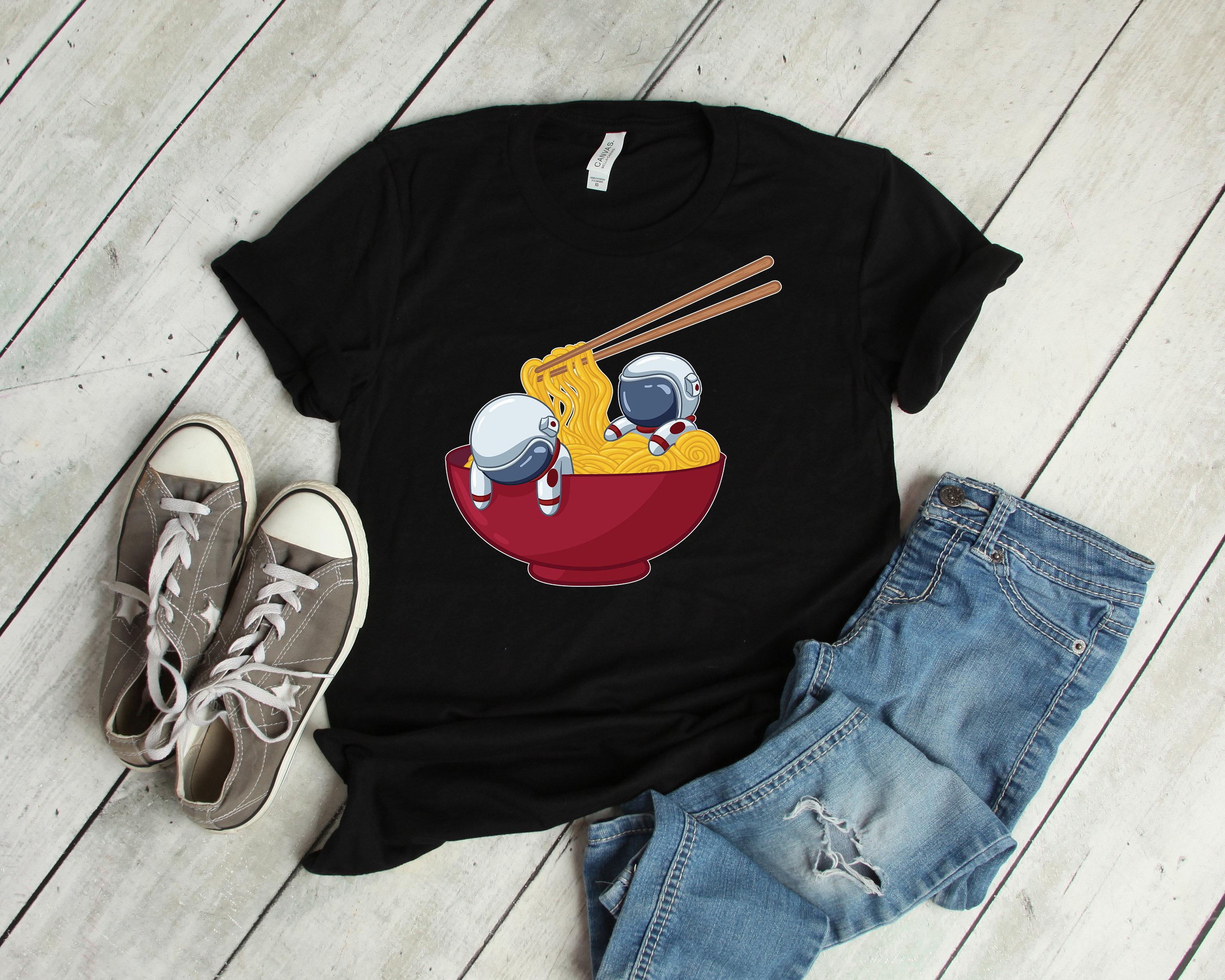 Space Astronaut Japanese Chibi Ramen Bowl Noodles Lover Shirt Women Men Kids Anime Hoodie Sweatshirt/Kawaii Pho T-Shirt Gifts