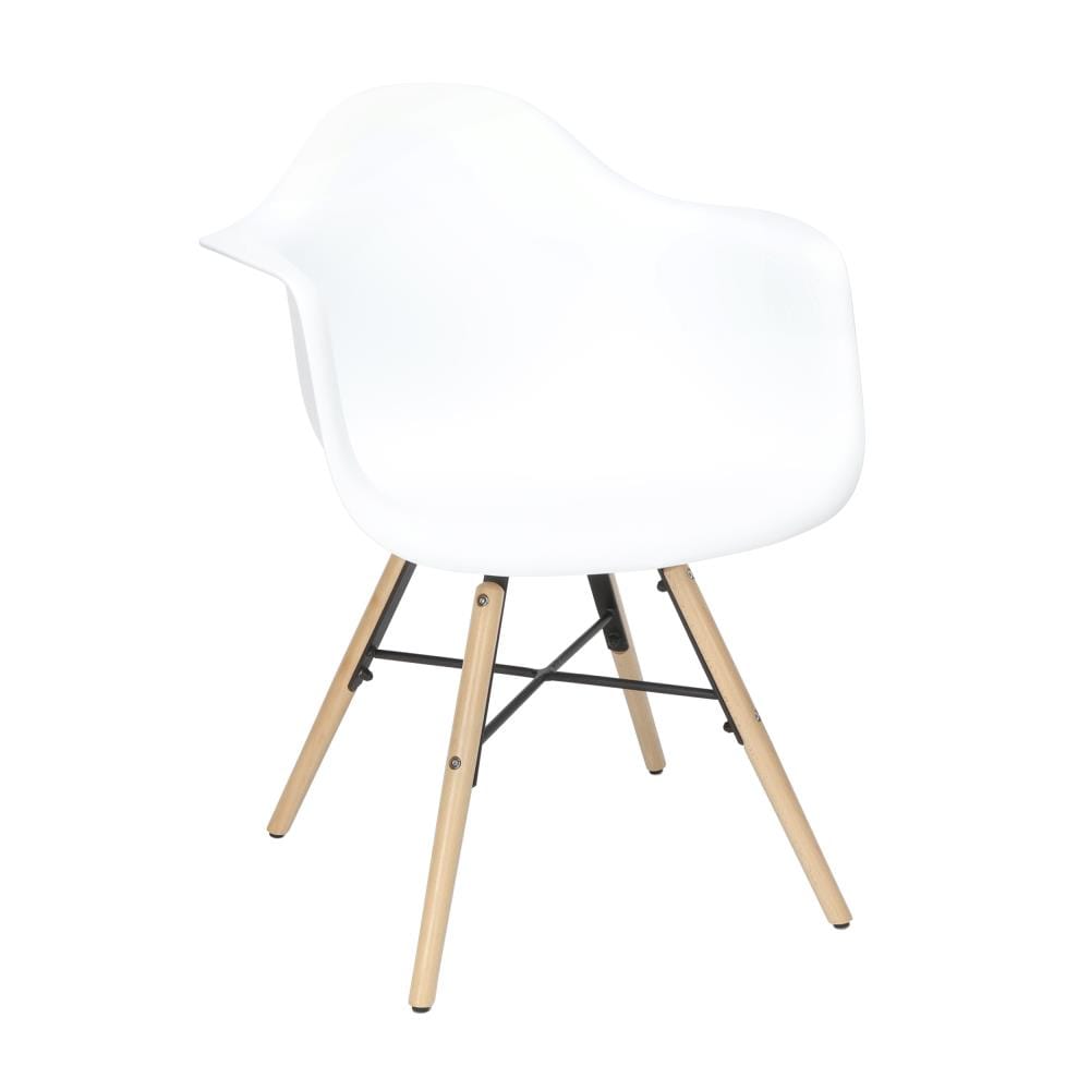 OFM Set of 4 161 Collection Traditional Polyester/Polyester Blend Upholstered Dining Arm Chair (Wood Frame) in White | 161-PA18A-WHT-4