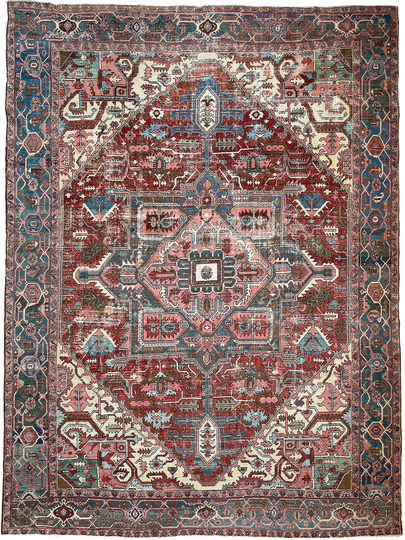 Incredible Antique Rug C. 1910's | Stunning Geometric Gem With Pastel Hues 11 X 12