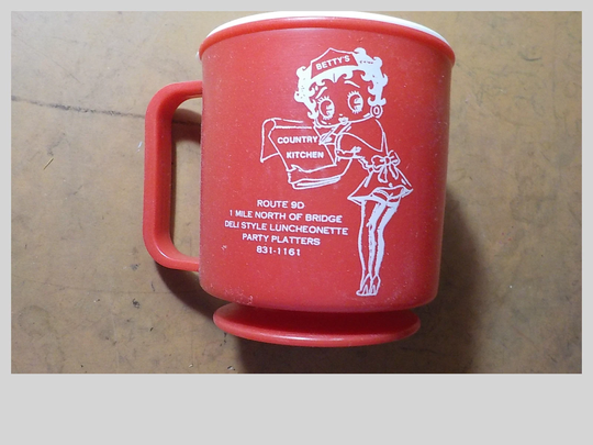 Vintage Betty's Country Kitchen Route 9D One Mile North Of Bridge Beacon New York Betty Boop Cup Free USA Shipping
