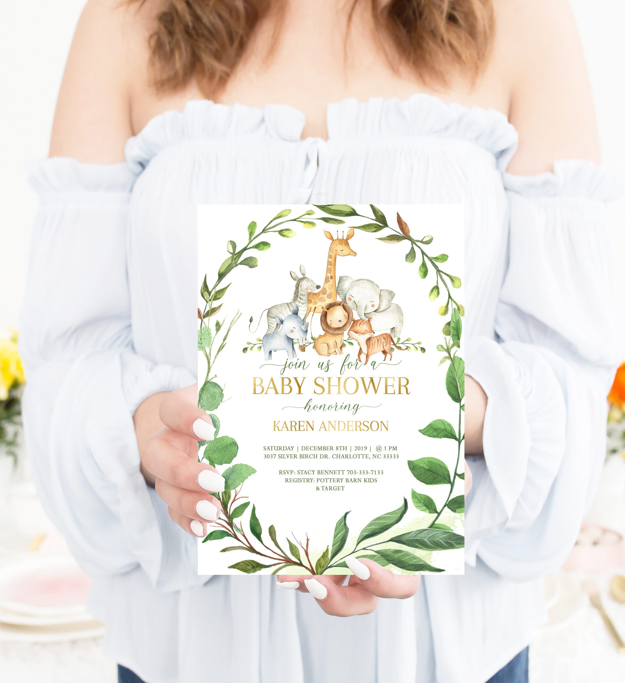 Jungle Baby Shower Invitation, Safari Jungle Zoo Wild Invitation #7
