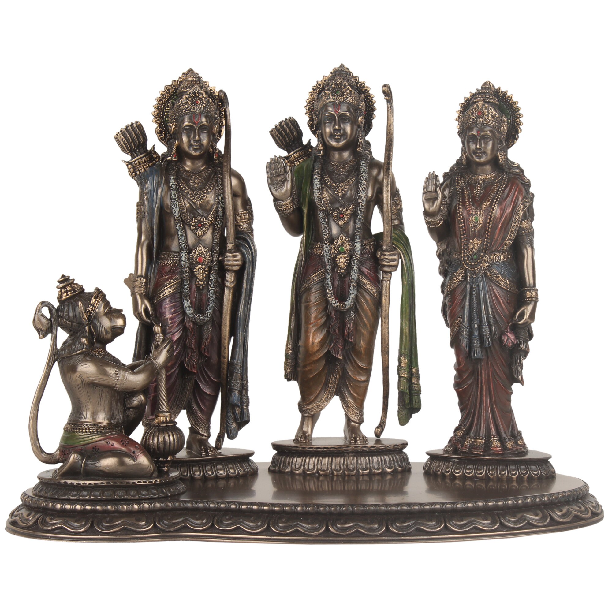 Lord Ram Darbar Statue - Sita Sculpture Rama Family Religious Statuary Chandra Parivar Idol Janki Effigy Gift