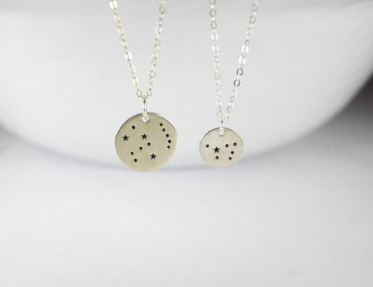 Father Son Zodiac Necklace Set 2, Horoscope .celestial Personalized Gift For Him, Birthday Gift For Brother.constellation Star Sign Men