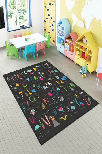 Alphabet Nursery Rug, Educational Carpet, Kids Bedroom Play Mat, Embroidery Pattern, Carpet For Nursery, Gift
