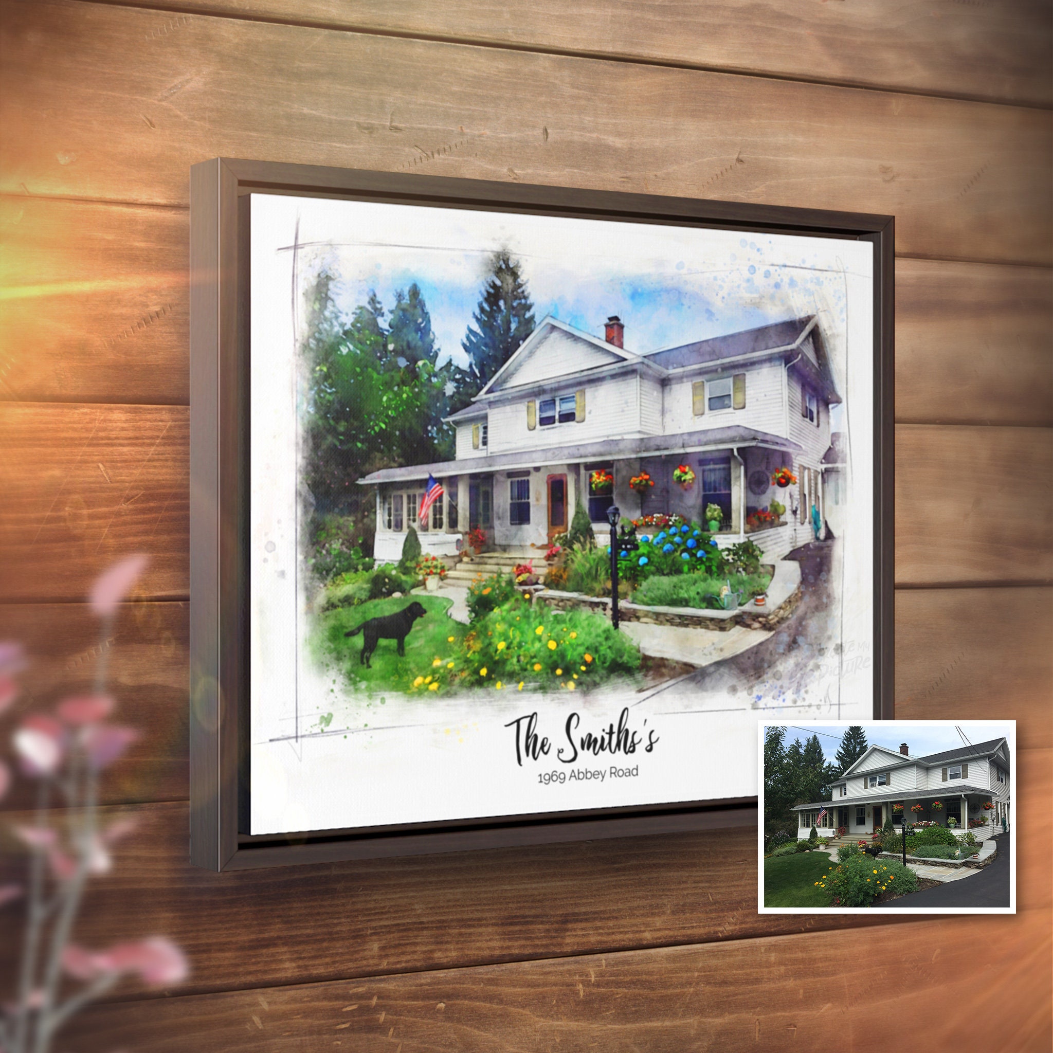 House Portrait, Canvas Print, Personalized Custom Artwork, Painting From Photo, Framed New Home Gift, Art Gift