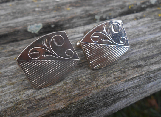Vintage Gold Engraved Cufflinks. Gift For Dad, Birthday, Anniversary, Groom