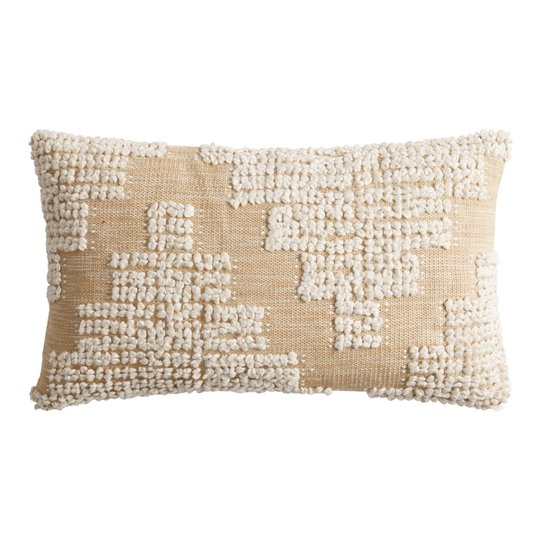 Natural and Ivory Woven Peaks Lumbar Pillow by World Market