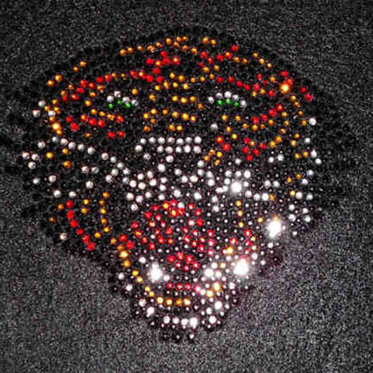 Rhinestone Heat Transfer " Tiger Face Hotfix, Iron On Sm