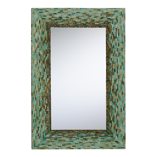 Aqua and Amber Glass Mosaic Wall Mirror: Blue/Green - Medium by World Market