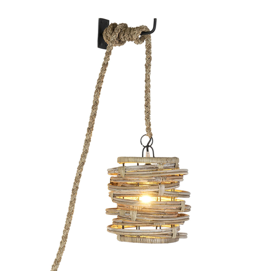 Gray Abstract Rattan Wall Sconce: Natural by World Market