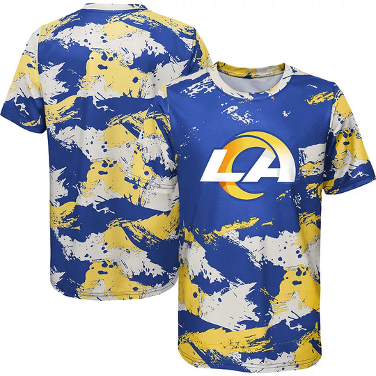 Preschool Royal/Gold Los Angeles Rams Cross Pattern T-Shirt, Kids Unisex, Size: 4, Blue