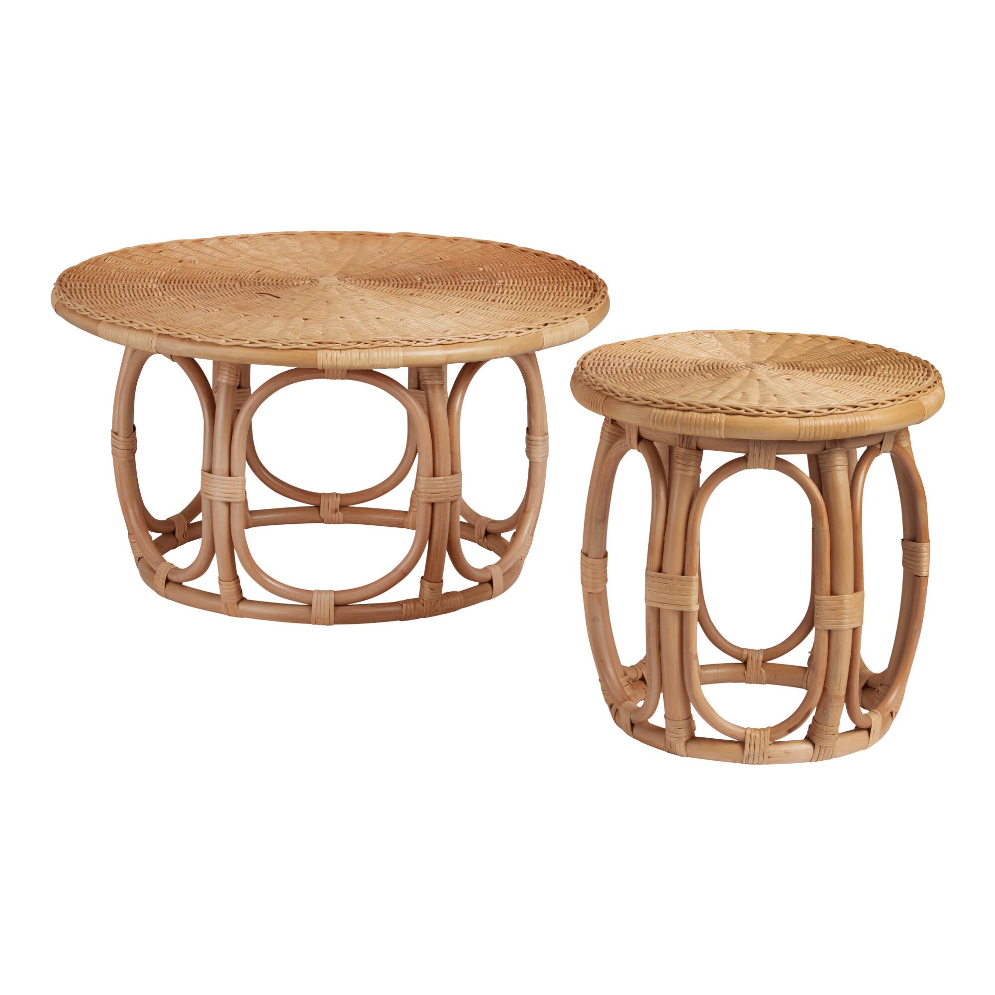 Round Natural Rattan Table Collection by World Market