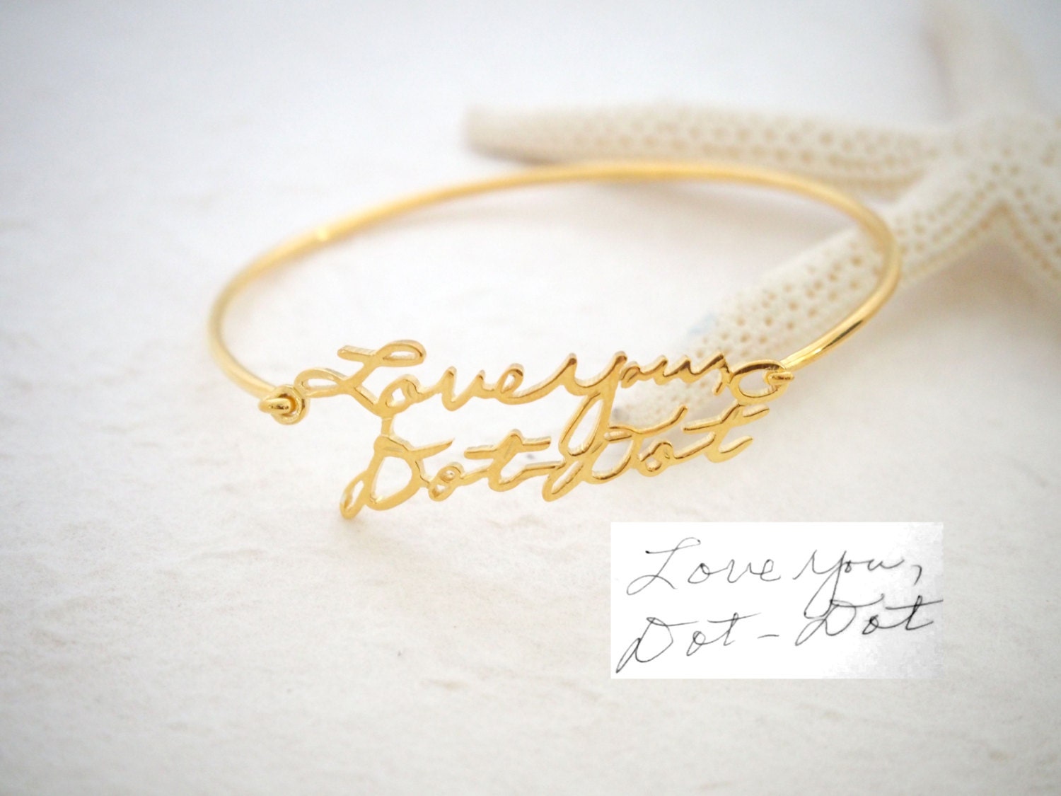 Handwriting Bangle Custom Sterling Silver Bracelet Personalized Jewelry Grandma Gift For Mom Memorial Bh05