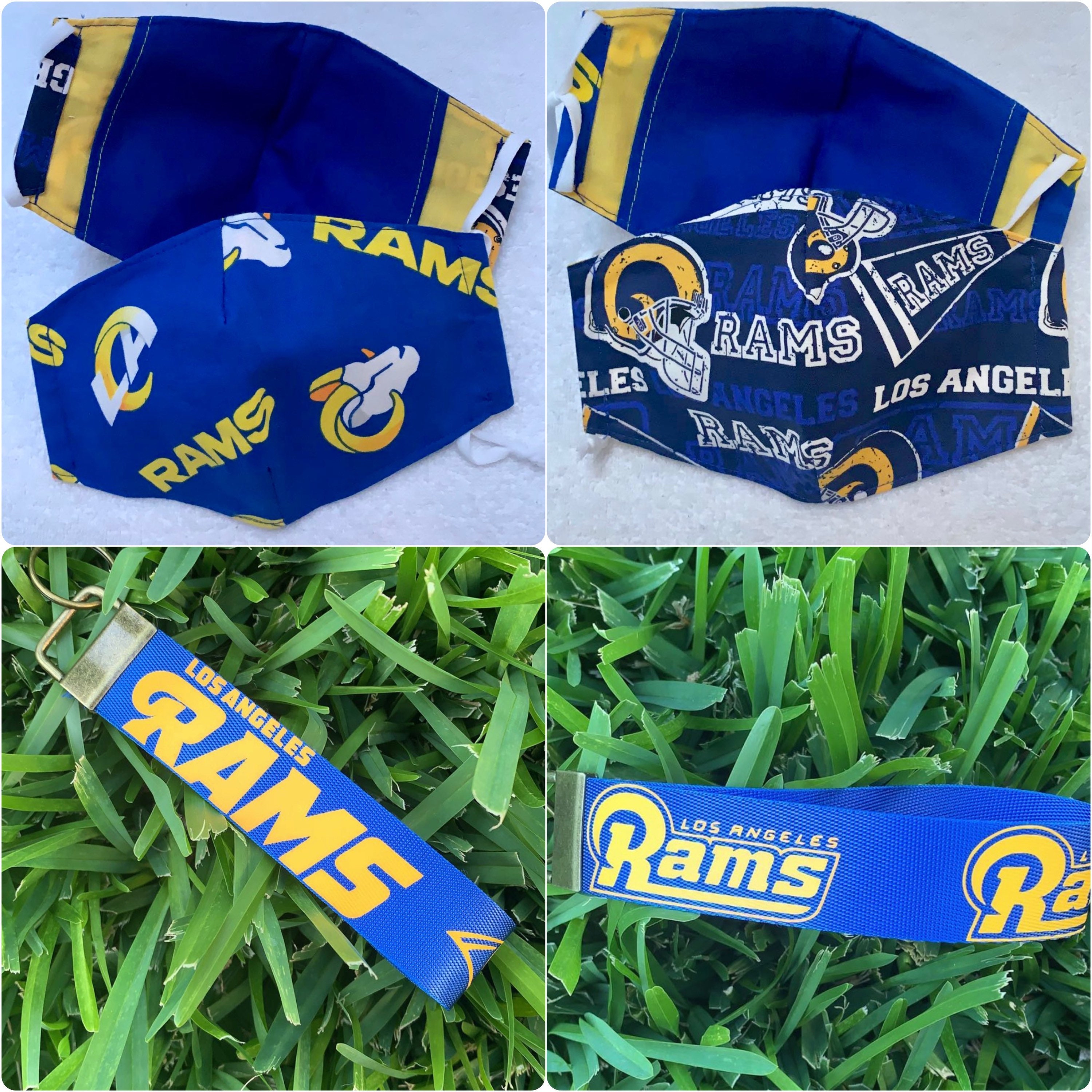 Los Angeles Rams Face Mask Elastic With Adjustable Bead , Adults Facemask, Nfl Mask, Sports, Cotton, La Keychain