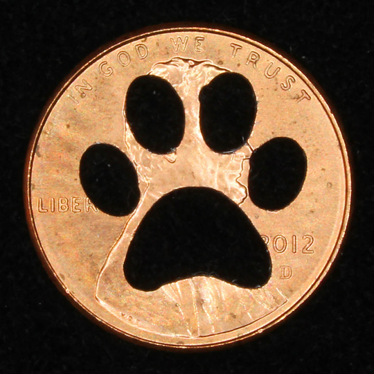 Lucky Penny With Paw Print Cut Out