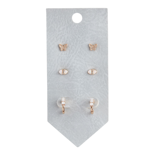 Gold Butterfly Stud And Huggie Hoop Earrings 3 Pack by World Market