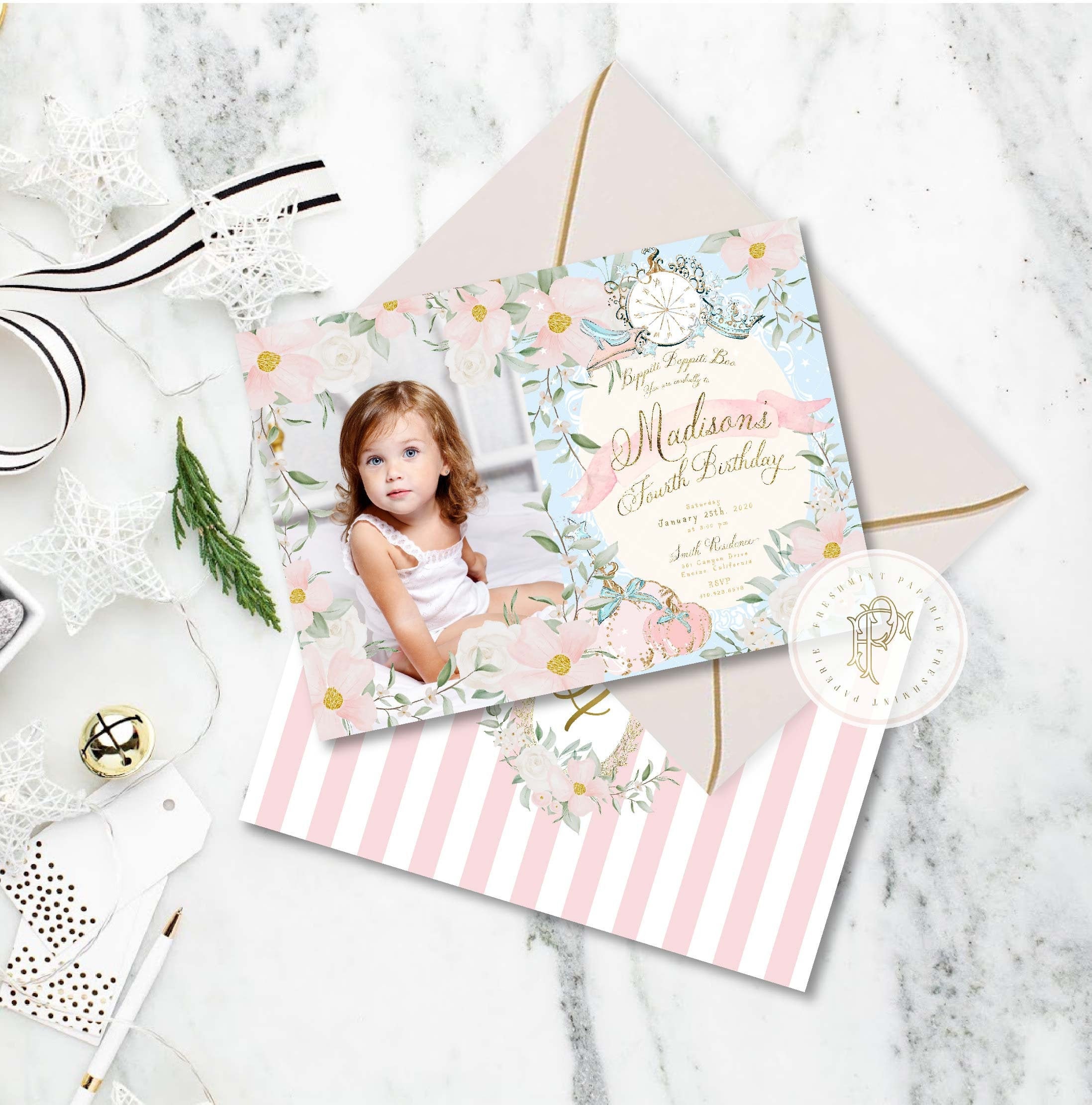 Princess Birthday Invitation, Invitation, Cinderella Royal Ball Invite, Party