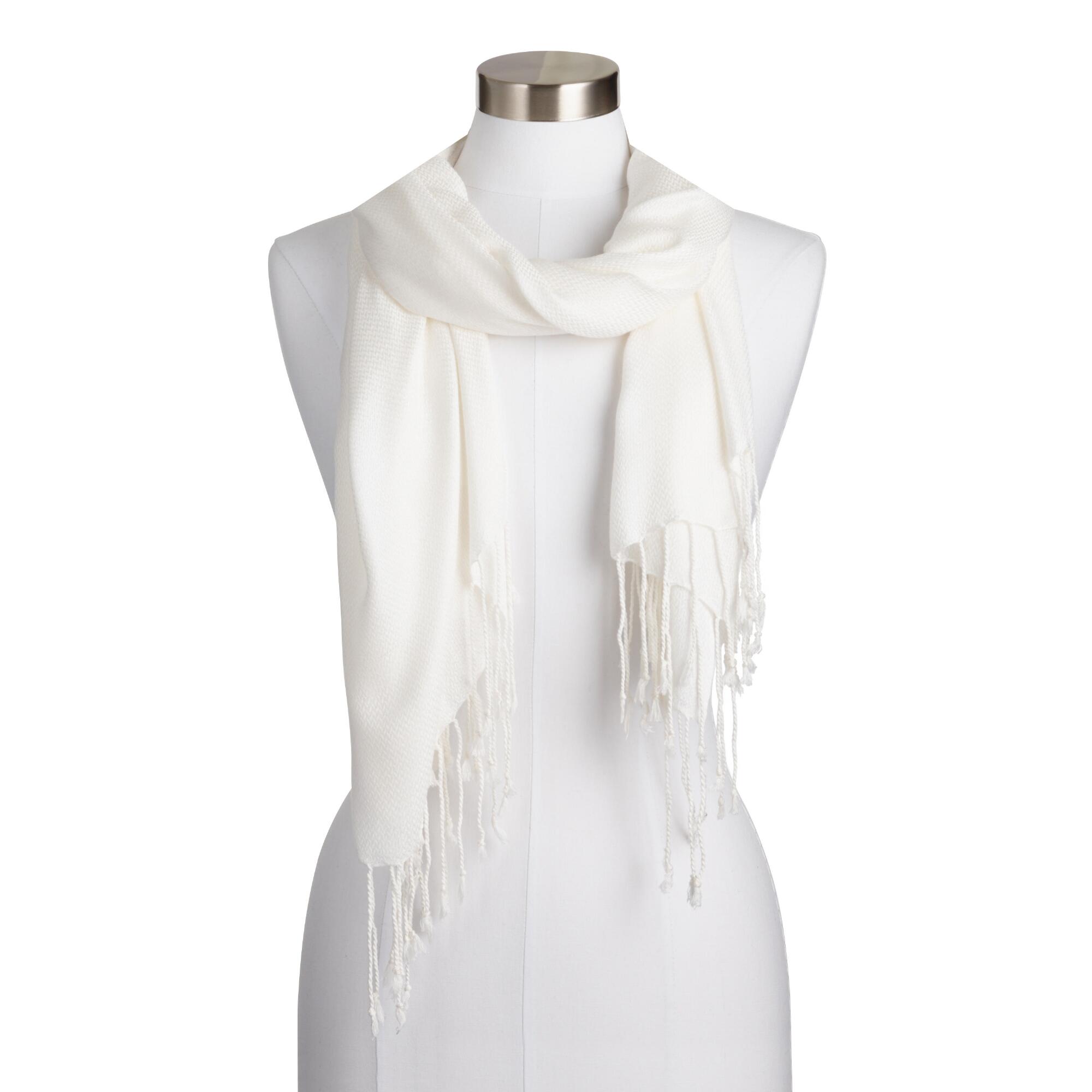 Ivory Dobby Pashmina Style Scarf by World Market