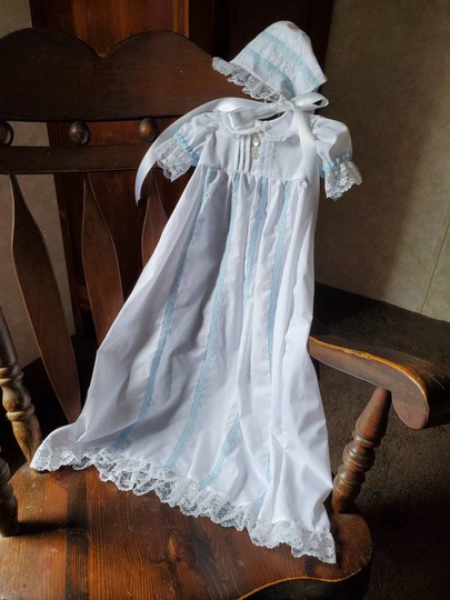 Infant Baptism Gown & Bonnet, Christening