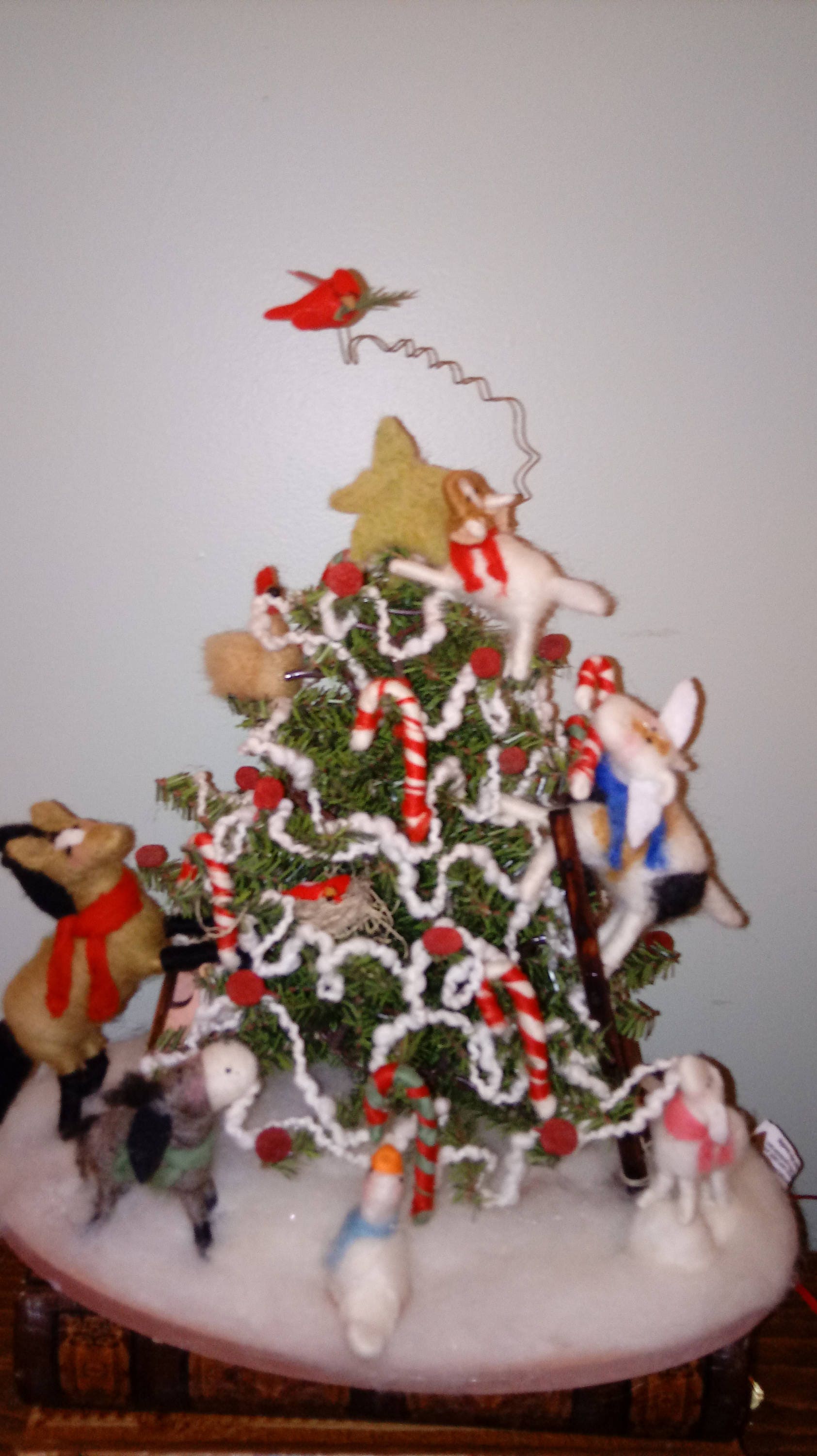 Rams Horn Christmas Felted Wool Lighted Figurine Made To Order....please Check Shipping Time