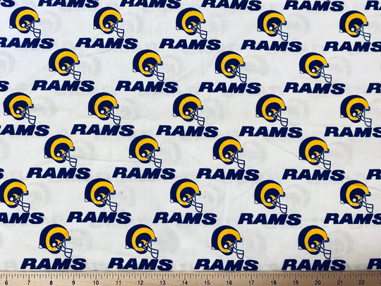 Nfl Vintage Los Angeles La Rams Football, Rare White 1994 Design, 100% Cotton Fabric, 1/4 Yard | 9"x57", 1/2 | 18"x57" Or Remnants, New