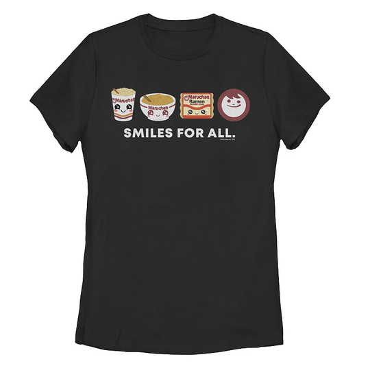 Juniors' Maruchan "Smiles For All" Chibi Logo Graphic Tee, Women's, Size: XL, Black