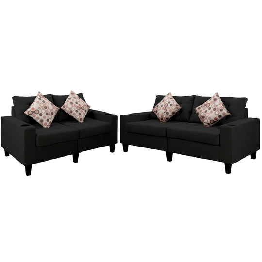 CASAINC Modern Black Polyester/Blend Loveseat | BH-128BAA