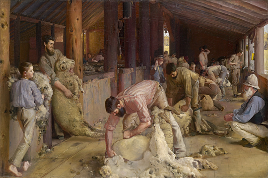 Tom Roberts - Shearing The Rams Painting Poster Canvas Print Textured Photo Paper