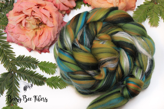 Iguana - Merino Wool Roving Signature Custom Blend Tussah Silk Combed Top For Spinning Or Nuno Felting 4 Oz