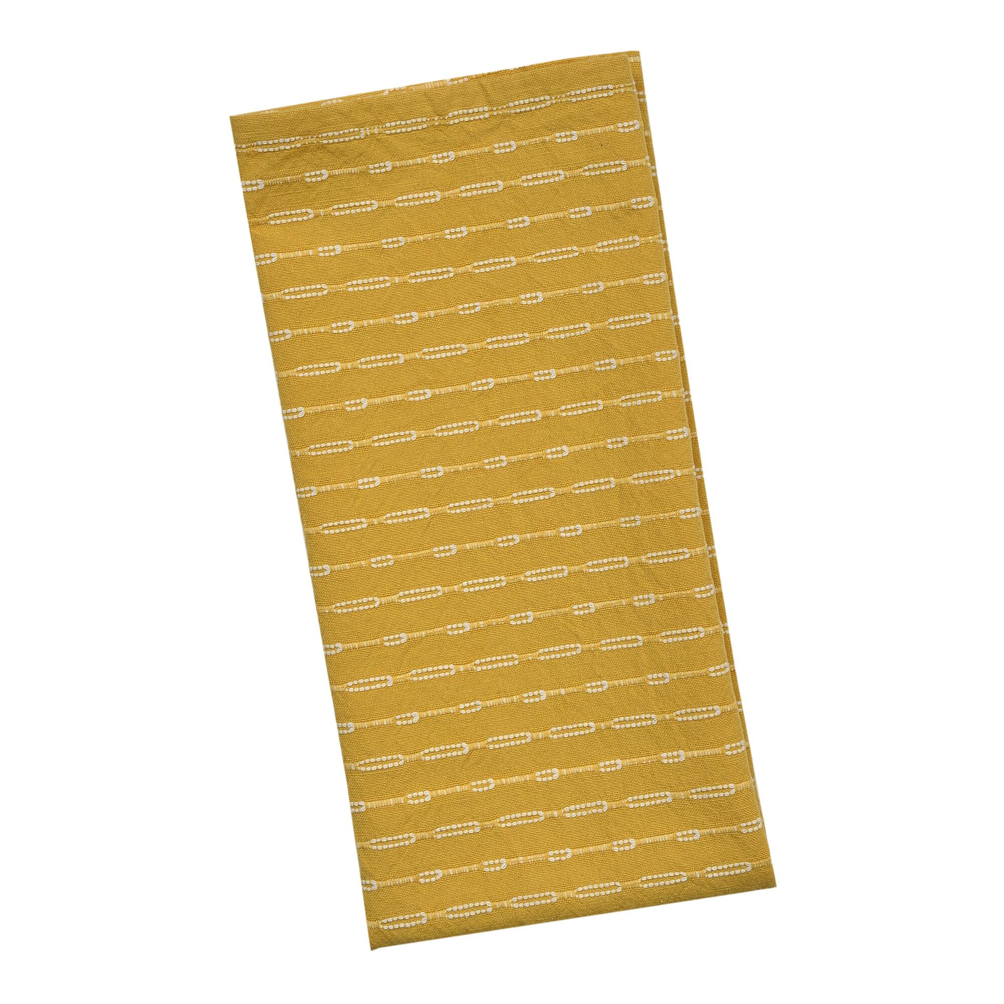 Golden Yellow and White Woven Kitchen Towel Set Of 2 - Cotton by World Market