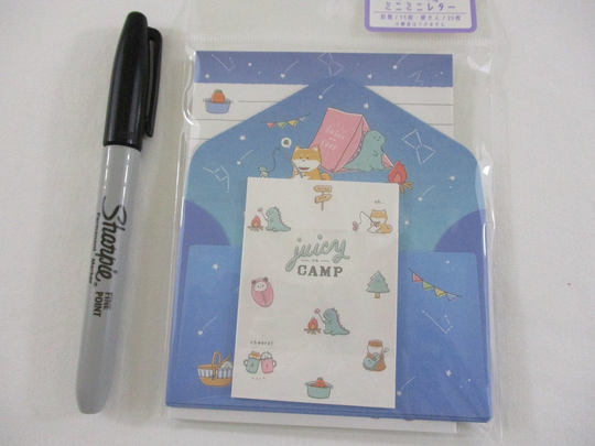 Camping Camp Fire Night Stars Nature Mini Letter Set/Small Note Envelope Set Stationery Writing Paper Cute Gift Dog Dino