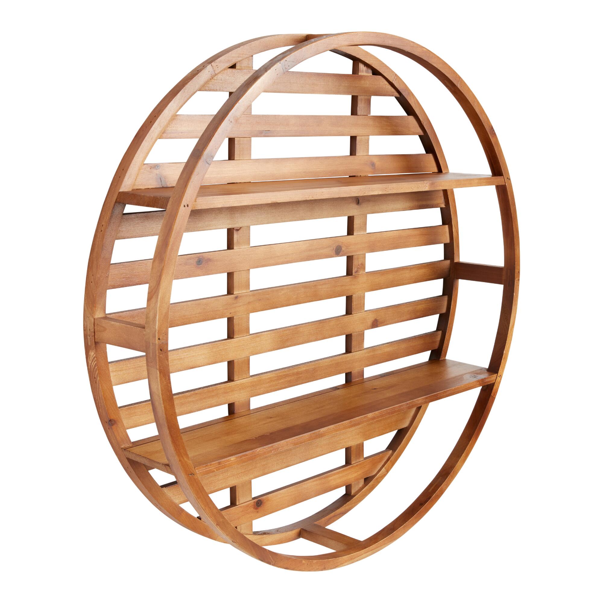 Round Wood Divya Wall Shelf: Brown by World Market