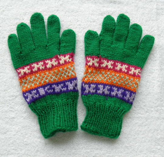 Brand New Alpaca Blended Full Finger Gloves Teen Adult Size Geometric Inca #558