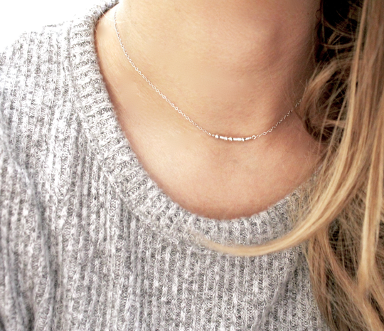 Aunt Morse Code Necklace 14K Gold Filled Or Sterling Silver